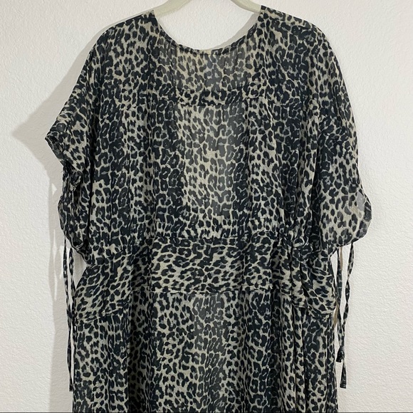 Sz: XXL/XXXL (2X-3X) Dark Leopard Print & Tie-Dye Multi-Color Swim Cover Kimonos - Picture 7 of 14